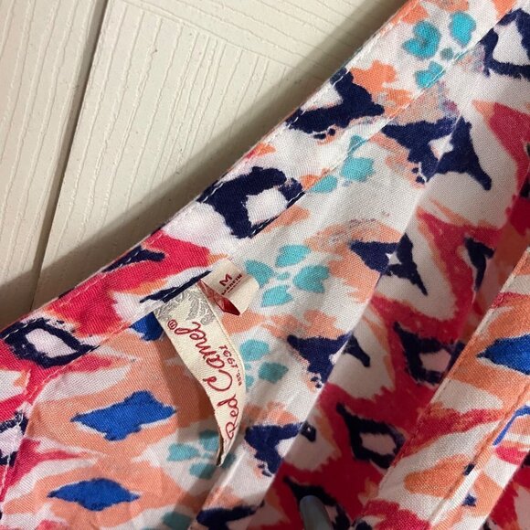 Red Camel Womens Pink Geometric Aztec Vneck Roll Tab Sheath Dress Medium - Picture 2 of 6